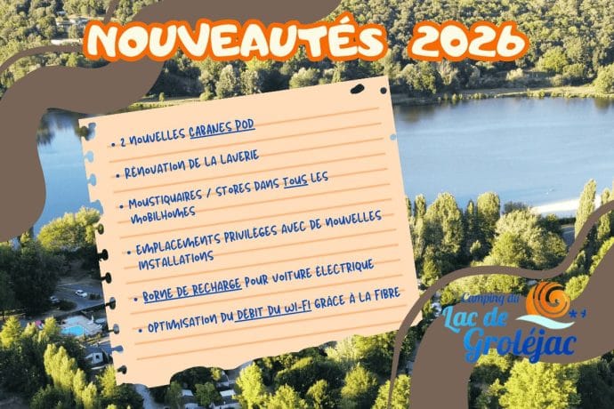 Image pour l'article des nouveautés 2026 au Camping du Lac en Dordogne