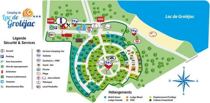 Plan du Camping Dordogne familial 3 étoiles proche de Sarlat