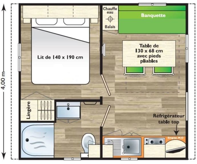 Plan du mobil-home Astria dans Camping proche de Sarlat